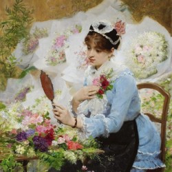 Girl watching mirror